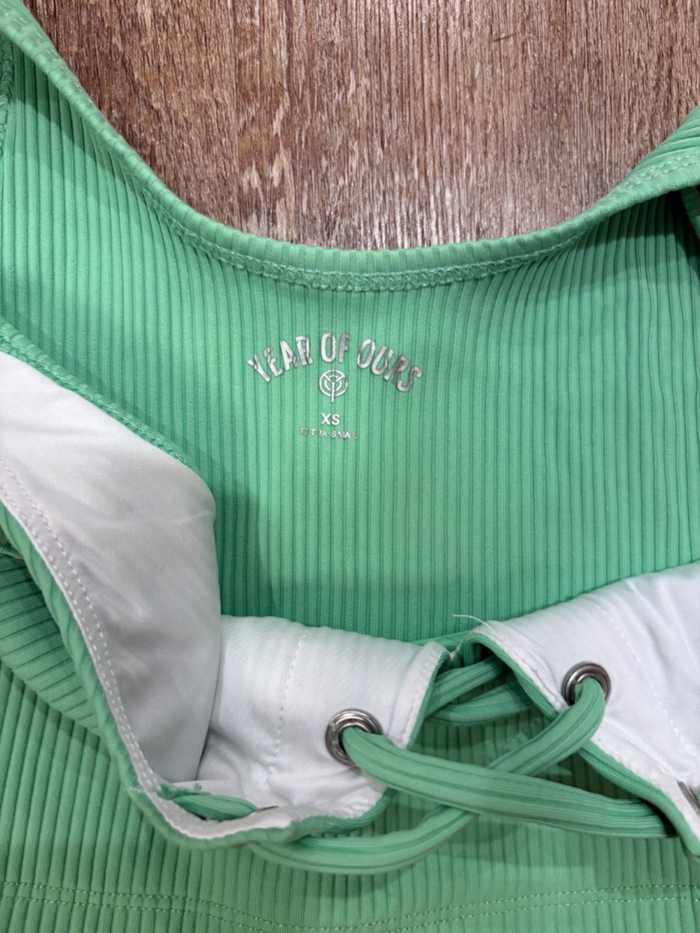 Year Of Ours Mint Green Ribbed Lace-Up Activewear Set - Size XS - Picture 9 of 9